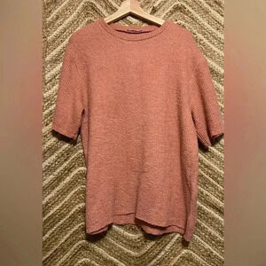 Zara Women's Oversized Ribbed Knit Short Sleeve Sweater, Size M,Great Condition